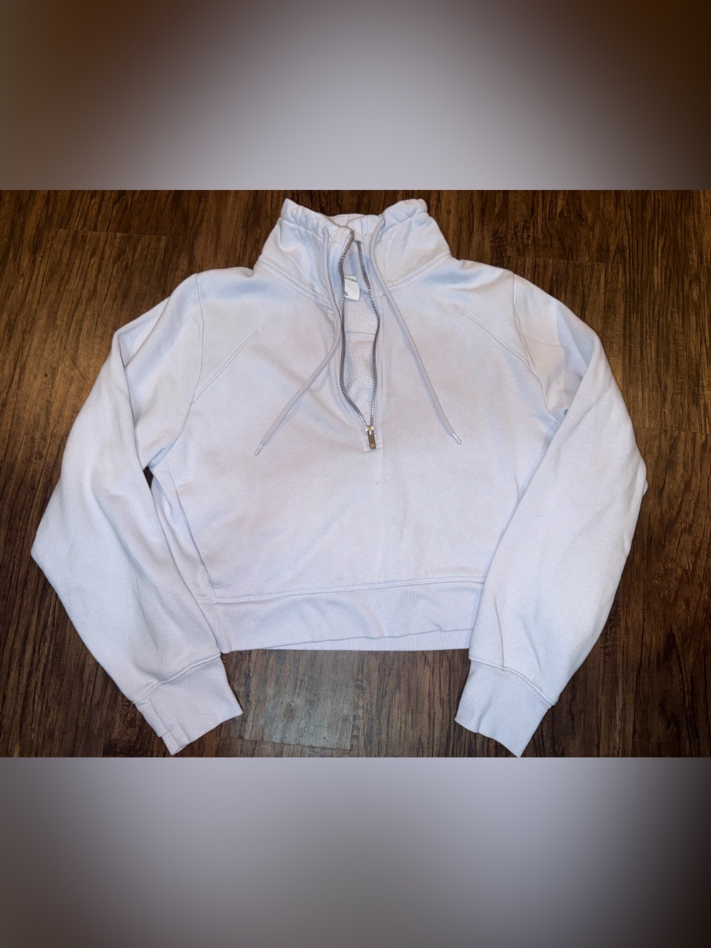 All in Motion Cropped Half-Zip Pullover Hoodie in Light Lavender